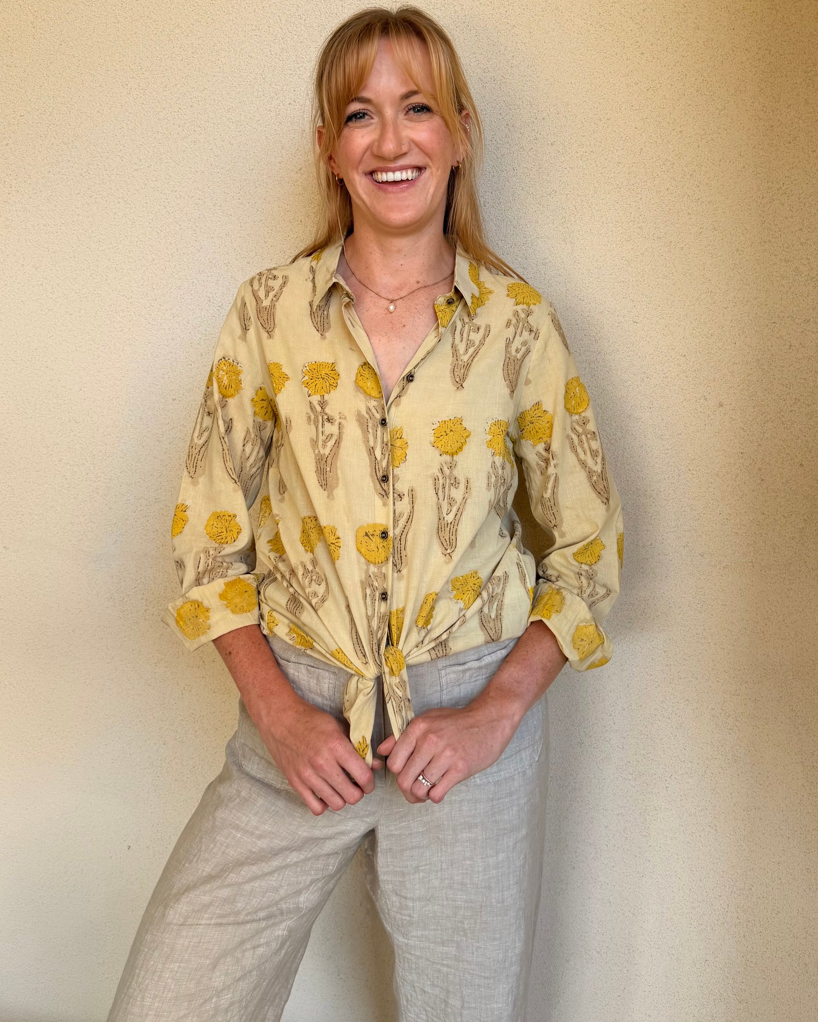 The Bohemian Button Up in Mustard Medows